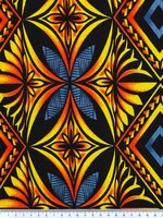  Yellow, Orange & Royal Diamond Pacific Island Cotton Dobby