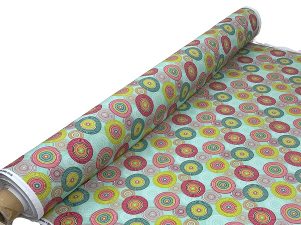 Circles on Mint Printed Cotton