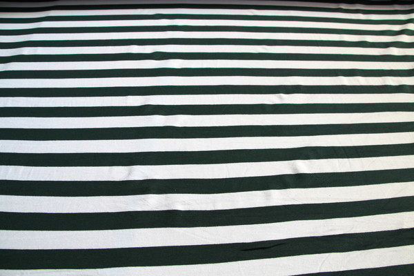 BOTTLE GREEN & WHITE STRIPED COTTON LYCRA