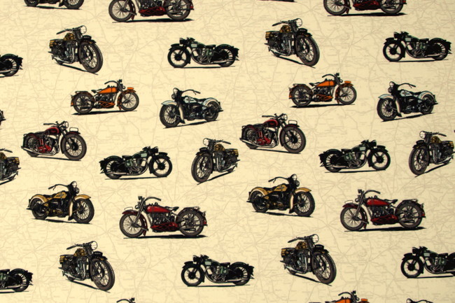 Live to Ride Motocycles on Road Map Premium Printed Cotton