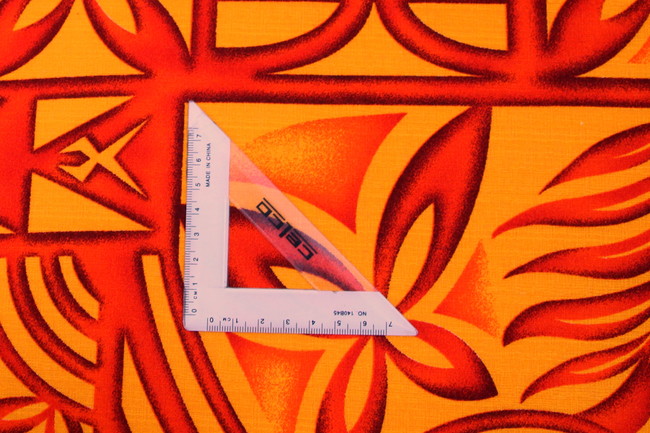 Orange Tones on Bright Mandarin Pacific Island Design Cotton Dobby