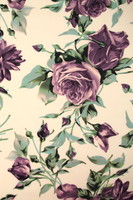 Dusky Purple Roses on Cream Printed Stretch Satin