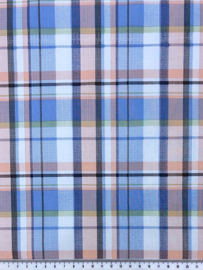Blues & Salmon Tarten Polished Cotton