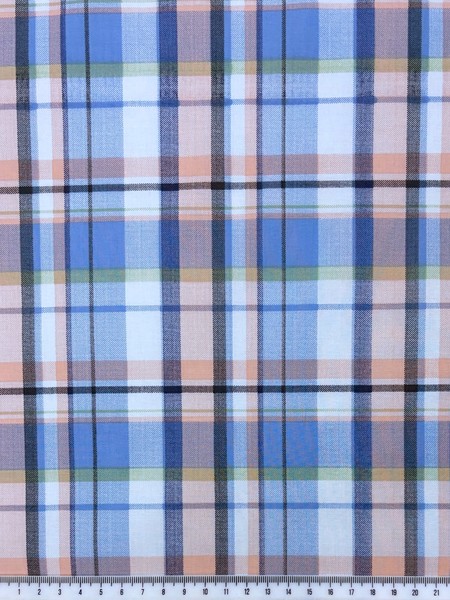 Blues & Salmon Tarten Polished Cotton