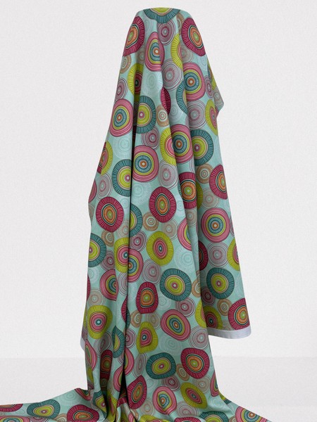 Circles on Mint Printed Cotton