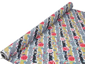 Multi Diagonal Floral with Metallic Silver on Japanese Premium Printed Cotton 