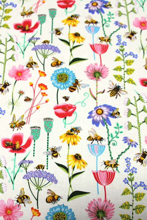 Bees & Flowers Kiwiana Cotton