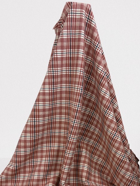 Beige Pink, Cream & Navy Tartan Stretch Ponti de Roma