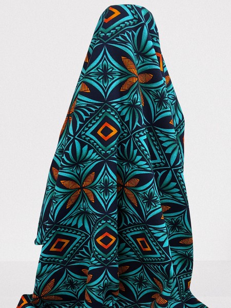 Teal & Orange Diamond Pacific Island Cotton Dobby