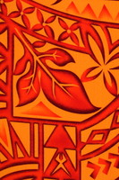 Orange Tones on Bright Mandarin Pacific Island Design Cotton Dobby