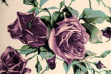 Dusky Purple Roses on Cream Printed Stretch Satin