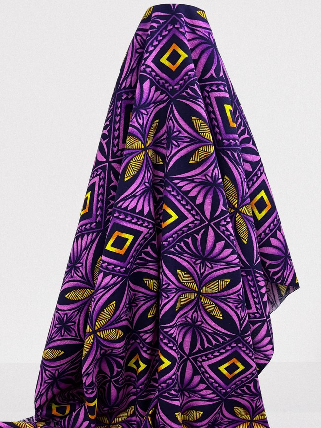 Purple, Pink & Gold Diamond Pacific Island Cotton Dobby