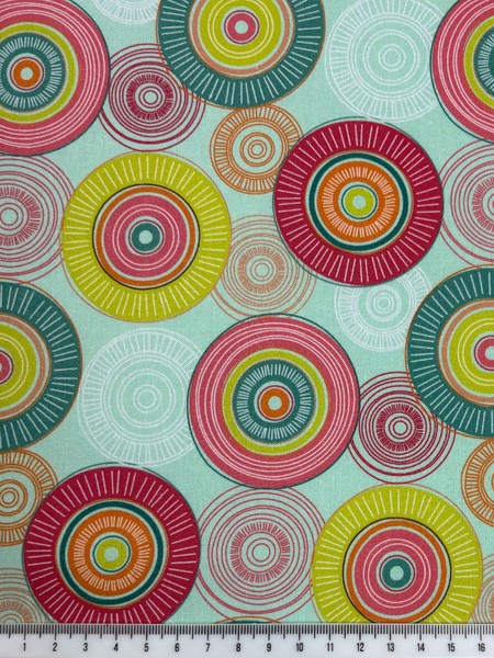 Circles on Mint Printed Cotton