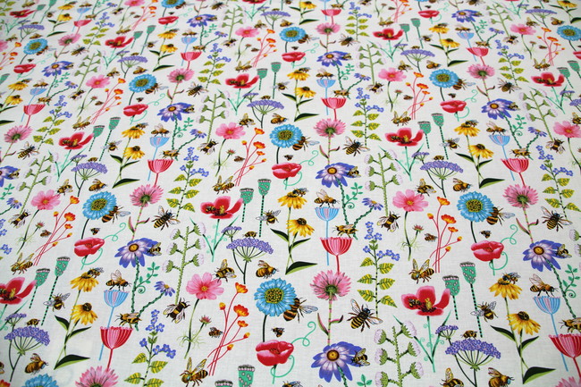 Bees & Flowers Kiwiana Cotton