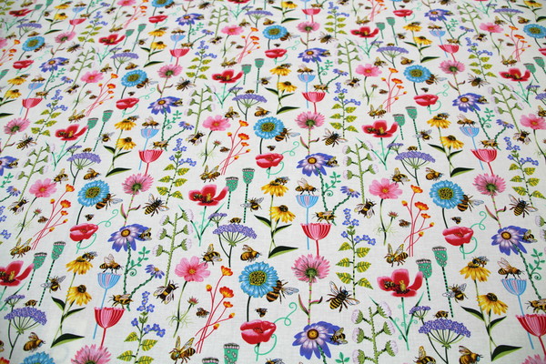 Bees & Flowers Kiwiana Cotton