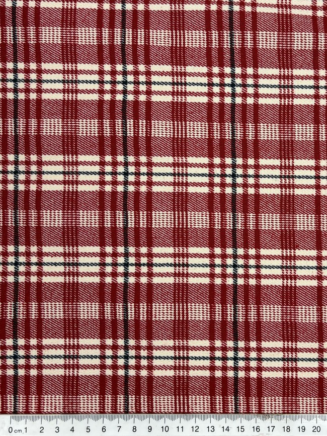 Red, Cream & Navy Tartan Stretch Ponti de Roma