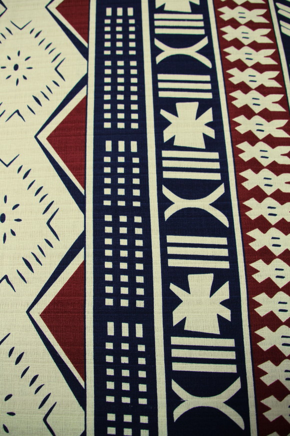 Navy & Cocoa on Cream Pasifika Dobby