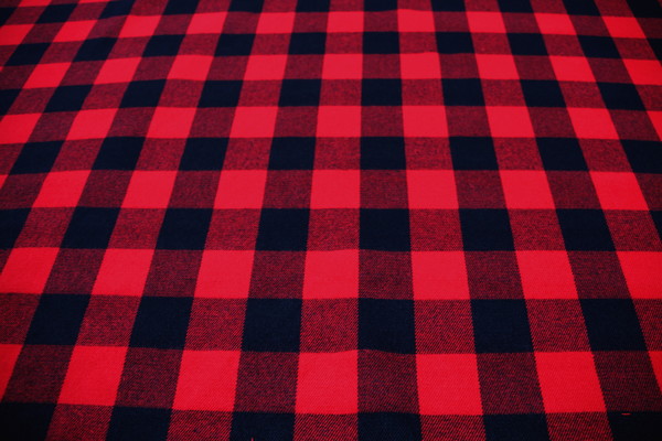Bright Red & Black Checked Wool Blend New Image