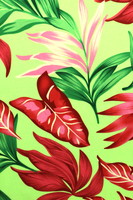 Tropical Foliage on Apple Green Printed Rayon