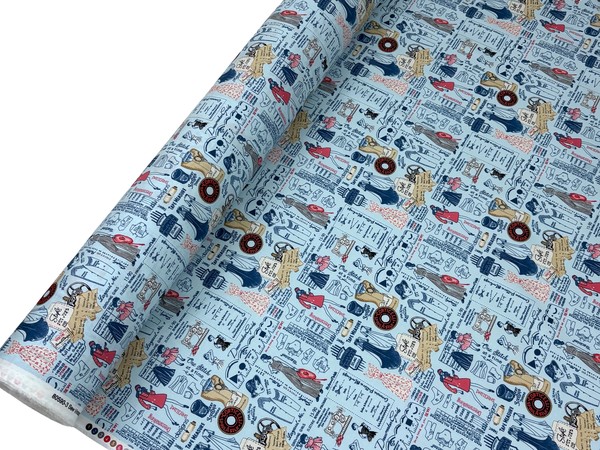 Dressmaking on Blue Printed Cotton