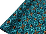 Teal & Orange Diamond Pacific Island Cotton Dobby