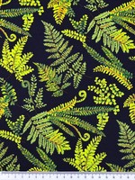 Fern Fronds on Navy Kiwiana Cotton