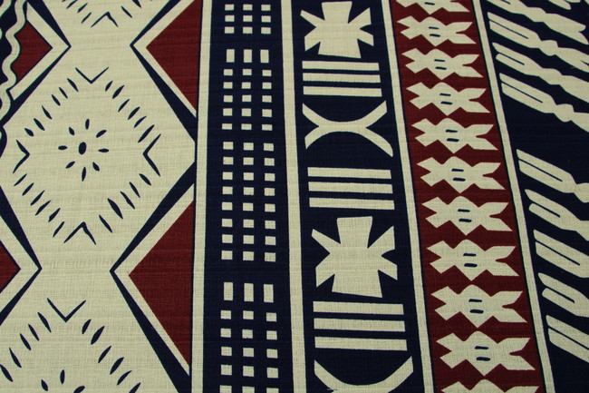 Navy & Cocoa on Cream Pasifika Dobby