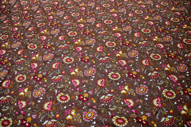 Soft Autumn Tones Classic Flowers Printed Cotton