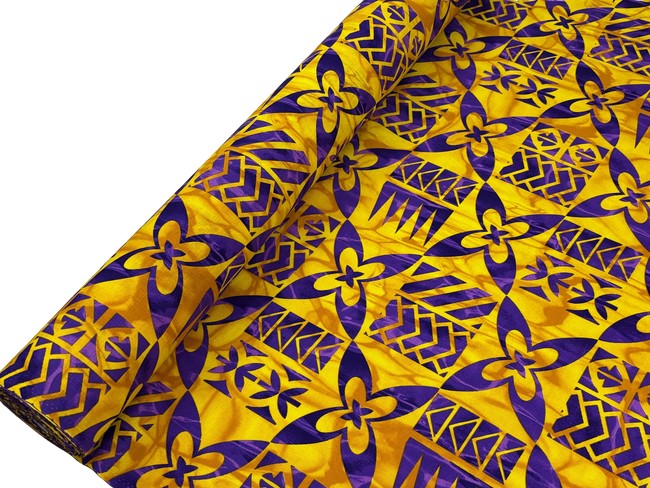 Purple & Yellow Tile Pacific Island Cotton Dobby
