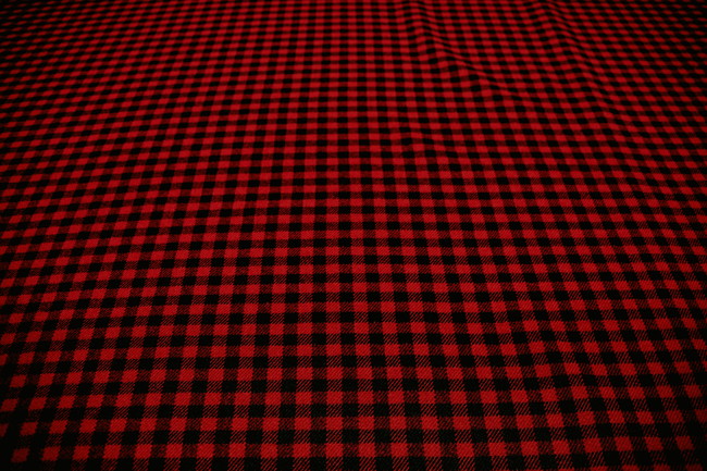 Deep Red & Black Mini Checked Wool Blend New Image