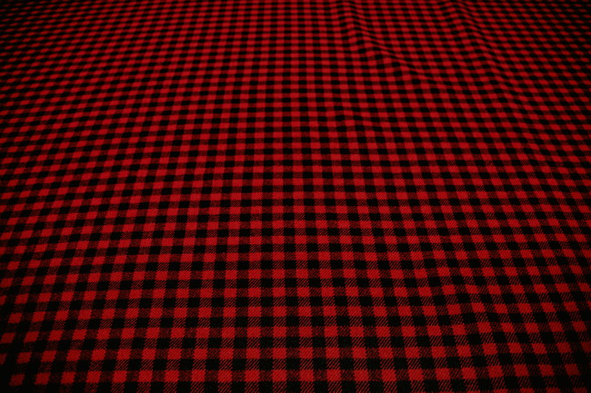 Deep Red & Black Mini Checked Wool Blend New Image