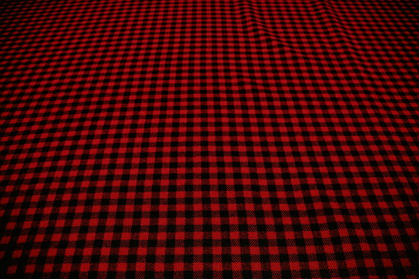 Deep Red & Black Mini Checked Wool Blend New Image