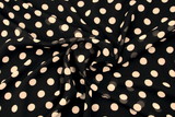 Black with Large Ivory Spots Printed Chiffon