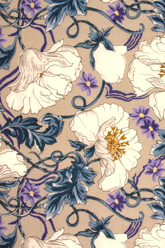 Pretty Floral on Light Taupe Printed Voile