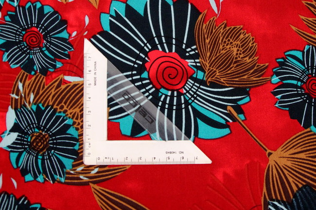 Autumn Toned Floral on Red Printed Rayon