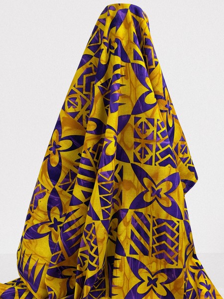 Purple & Yellow Tile Pacific Island Cotton Dobby