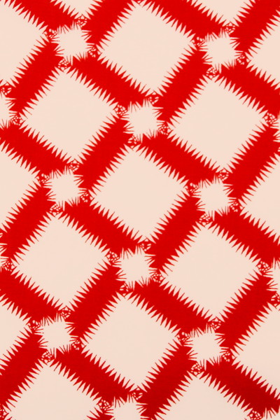 White Fringed Diamonds on Burnt Orange Cotton Voile