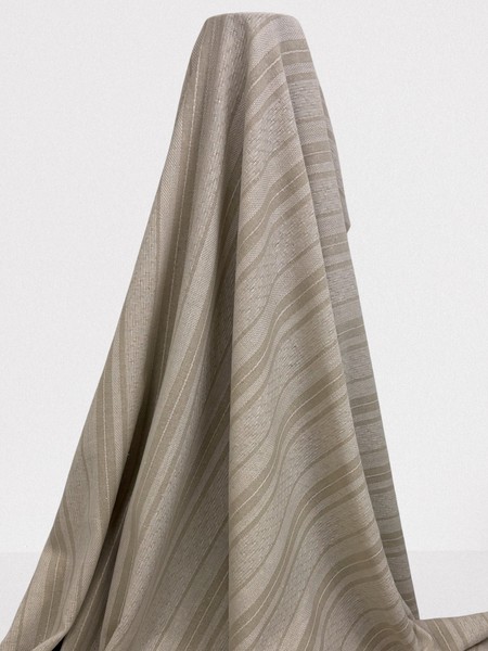 Neutral Toned Multi Textured Striped Linen Cotton Blend 