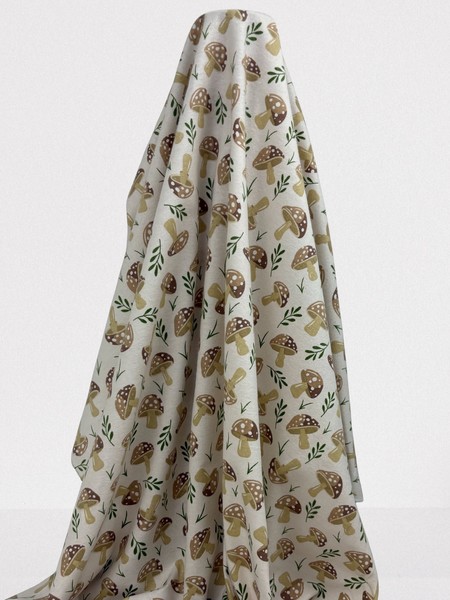 Toadstools on Natural Winceyette