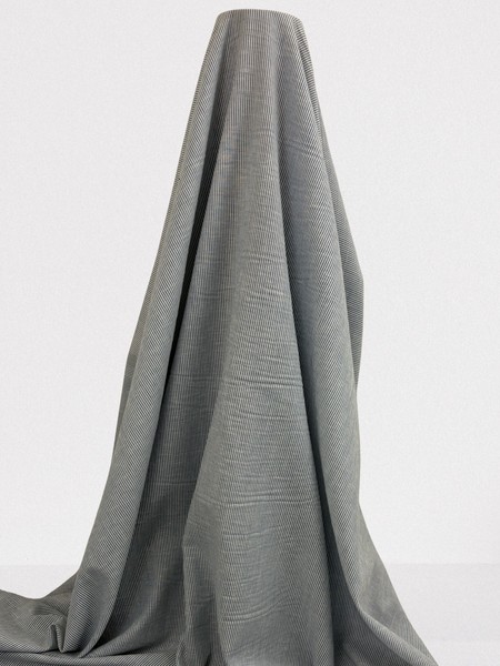 Pale Blue Denim & Ivory Micro Striped Linen Cotton Shirting