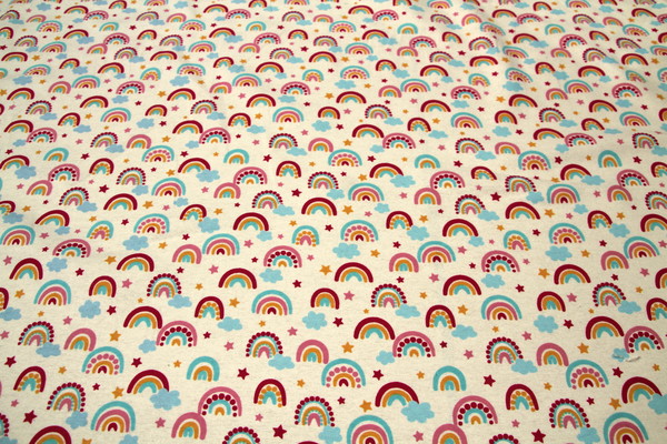 Pastel Rainbows on Cream Printed Flannelette
