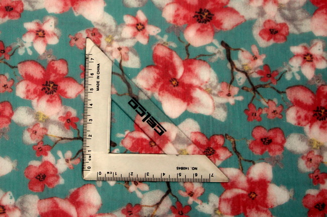 Cherry Blossoms on Teal Printed Chiffon 