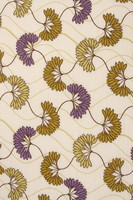 Mustard & Mauve Flowers on Biscuit Printed Bamboo Cotton Blend