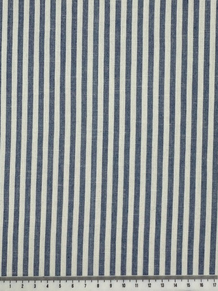 Pale Denim Blue & Ivory Striped Linen Cotton Shirting