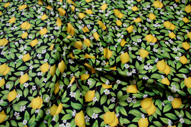 Just Fruit: Lemons on Black Premium Cotton