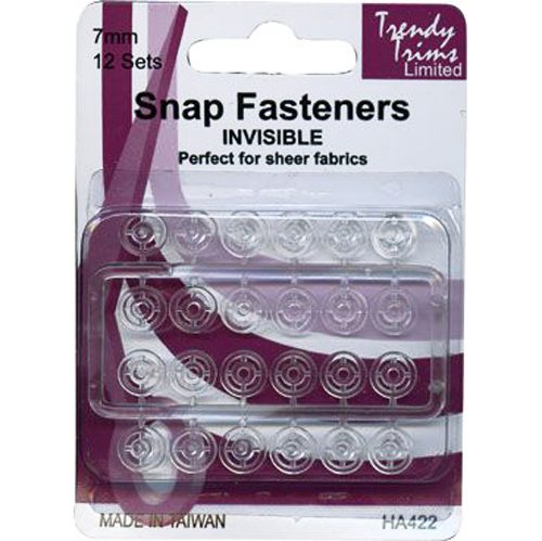 Snap Fastener 7mm x 12 Clear Nylon