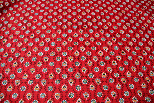 Mini Floral on Red Cotton New Image