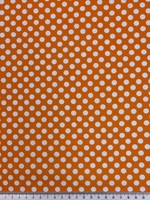 White Polka Dots on Bright Orange Printed Cotton