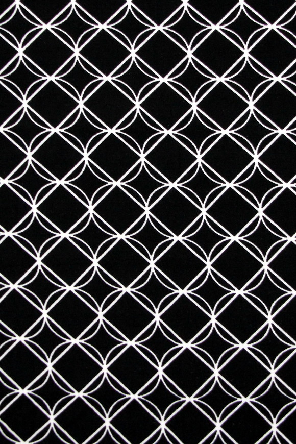 Classic White Circles on Black Rayon