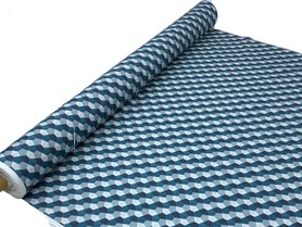 Ocean Blue Tones Geometric Printed Cotton